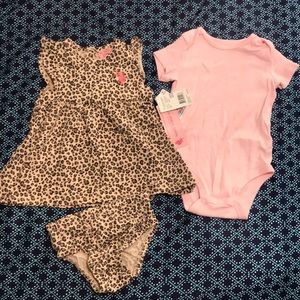Girl Infant Cheetah Dress and Light Pink Top